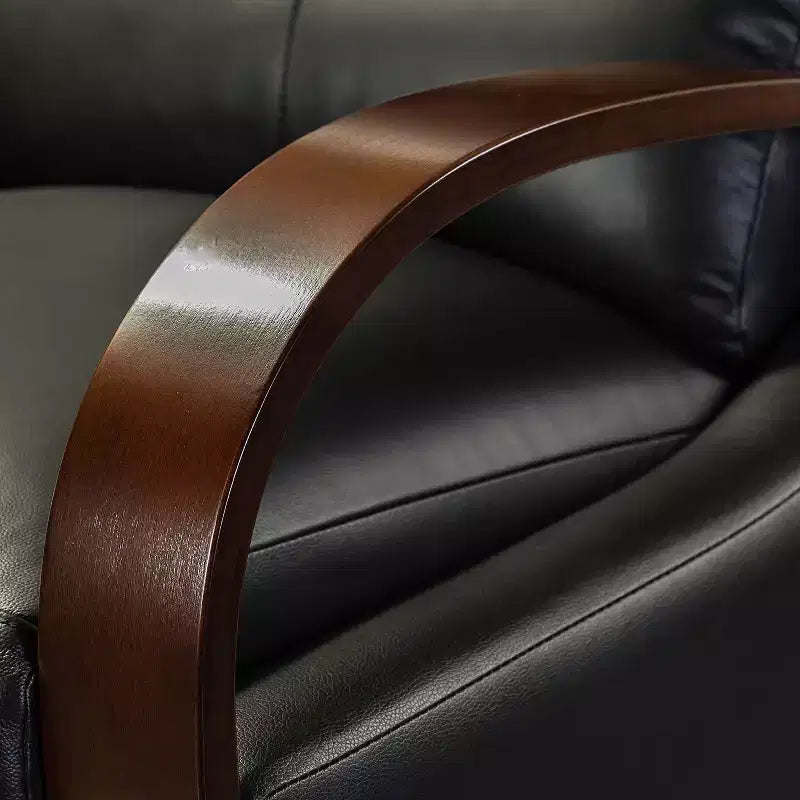 Ensemble de 2 fauteuils inclinables manuels en cuir véritable, inclinaison à 159°
