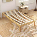 Costway Twin/Full/Queen Size Wooden Platform Bed Frame 14 with Rubber Wood Legs Under-bed Storage Beige