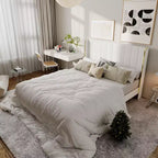 Famapy White Queen - Sized Sleek Mnimalist Bed Frame: Padded Backrest, Robust Structure, Golden Hued Luxury Legs, Constructing
