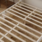 Cadre de Lit Minimaliste Élégant Taille Queen - Dossier Rembourré, Structure Robuste, Pieds Luxueux Dorés, En cours de Construction