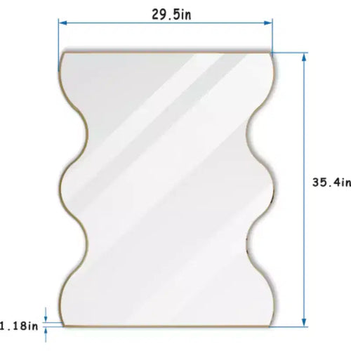 Miroir Mural Rectangulaire Doré 30x35 à Bords Ondulés : Cadre Métallique, Coiffeuse, Dressing - Élégant pour Salle de Bain, Salon, Chambre