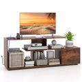 Costway 60 TV Stand with Charging Station Storage Shelves Industrial Entertainment Center