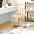 2 chaises de salle à manger Windsor en bois d'hévéa avec dossier à barreaux pour salon Noir/Naturel
