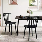 2 chaises de salle à manger Windsor en bois d'hévéa avec dossier à barreaux pour salon Noir/Naturel