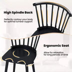2 chaises de salle à manger Windsor en bois d'hévéa avec dossier à barreaux pour salon Noir/Naturel