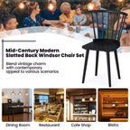 2 chaises de salle à manger Windsor en bois d'hévéa avec dossier à barreaux pour salon Noir/Naturel