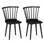Costway 2PCS Rubber Wood Windsor Dining Chairs with Spindle Back for Living Room Black/Natural