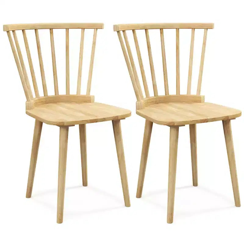2 chaises de salle à manger Windsor en bois d'hévéa avec dossier à barreaux pour salon Noir/Naturel