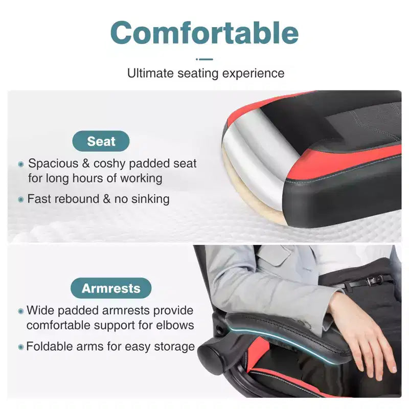 Confort de jeu de niveau supérieur : Chaise ergonomique en cuir PU avec accoudoirs relevables réglables