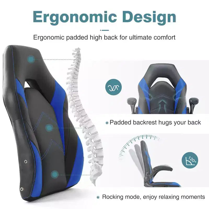 Confort de jeu de niveau supérieur : Chaise ergonomique en cuir PU avec accoudoirs relevables réglables
