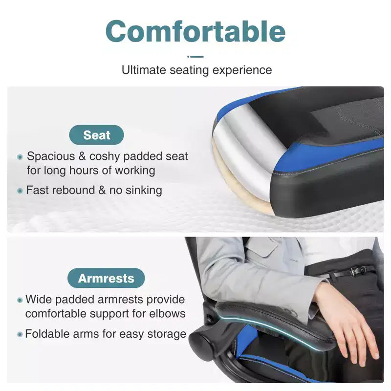 Confort de jeu de niveau supérieur : Chaise ergonomique en cuir PU avec accoudoirs relevables réglables