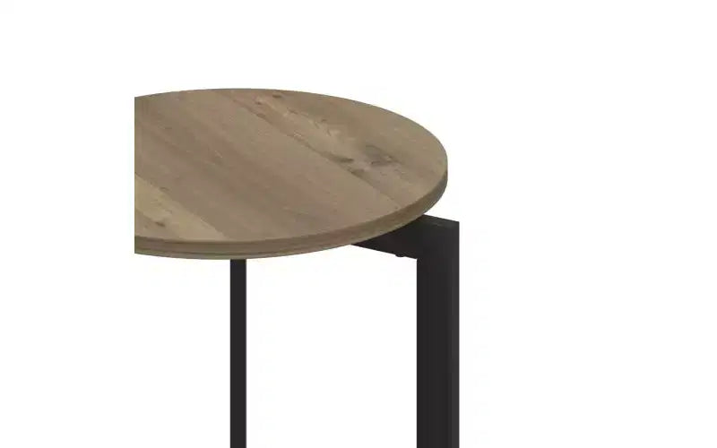 Table d'appoint ronde Barret de 49,99 cm de hauteur en bois avec cadre métallique robuste