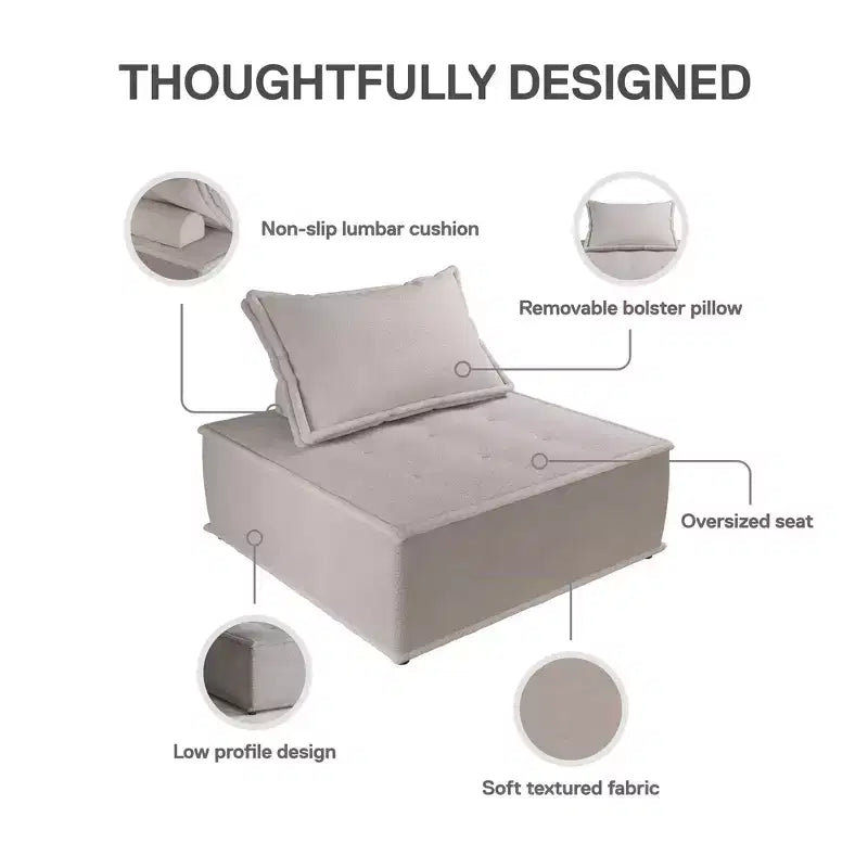 Chaise modulaire sans accoudoirs Paloma avec coussin de dossier