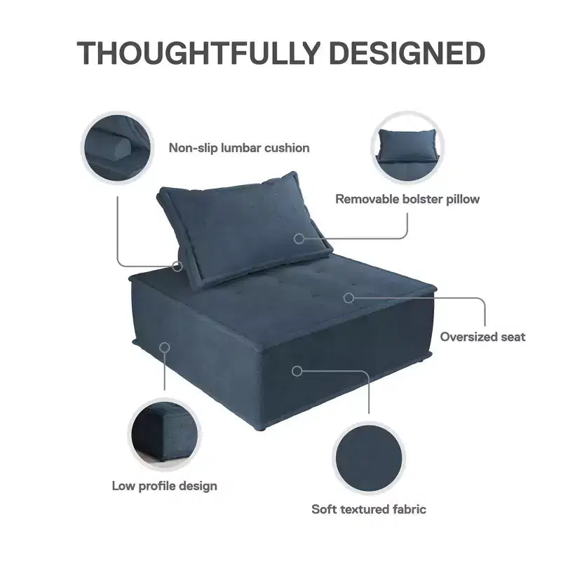 Chaise modulaire sans accoudoirs Paloma avec coussin de dossier