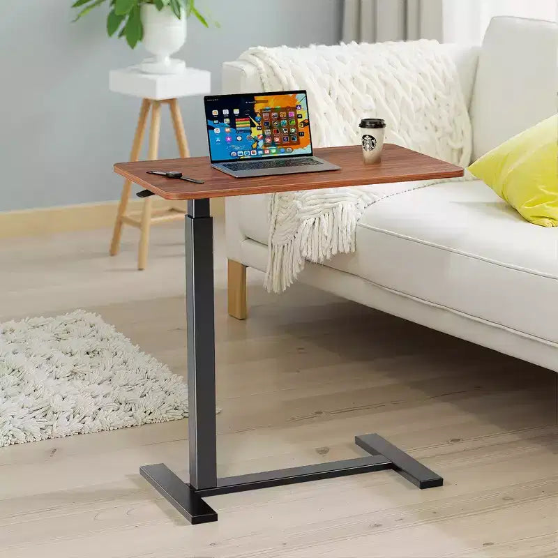 MAYEERTY Overbed Table with Wheels Adjustable Computer Desk Wood End Table