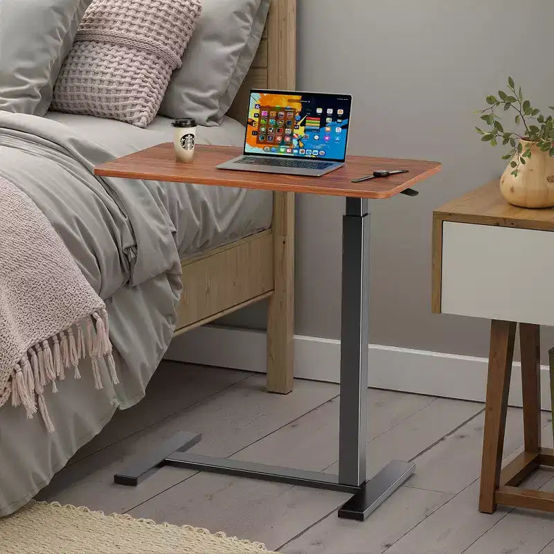 Table de lit à roulettes, bureau d'ordinateur réglable, table d'appoint en bois