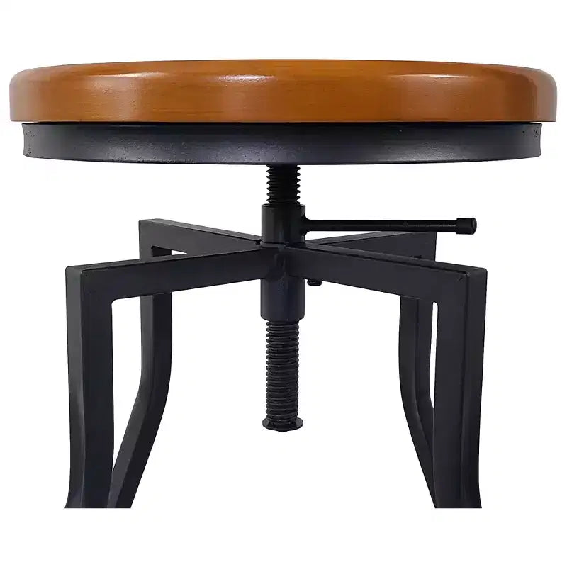 Tabouret de bar/comptoir pivotant en métal avec siège en placage de bois, marron et noir, lot de 2