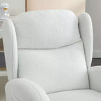 Fauteuil à bascule en tissu Teddy avec pieds en bois de hêtre, ivoire