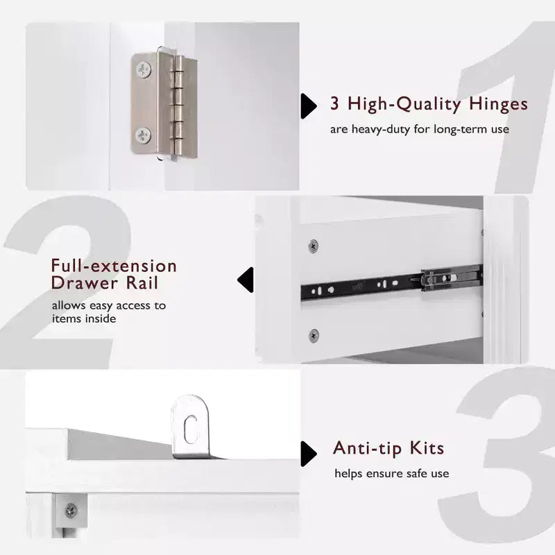 Élégant buffet de cuisine de style ferme de 71 po – 2 grands tiroirs, 8 étagères de porte à texture gaufrée, 3 étagères de placard pour cuisine et salle à manger