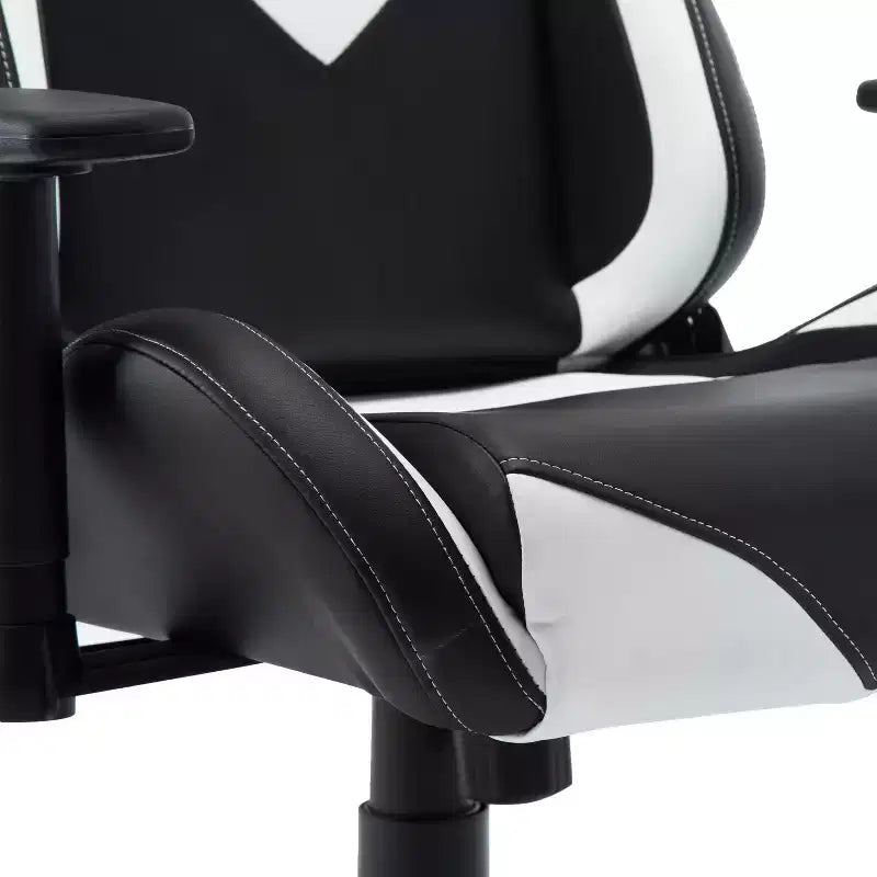 Chaise de jeu ergonomique réglable, chaises de bureau pivotantes à 360° avec oreillers de tête et lombaires, fauteuil inclinable à 90-150° pour bureau et maison, 113 kg max, blanc