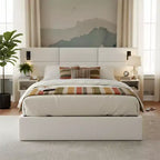 Christopher Knight Home Lili Wooden Chenille Upholstered Platform Bed with Headboard and Reading Lamp