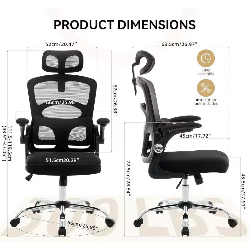 Chaise de bureau ergonomique - Chaise de bureau en maille avec roulettes, chaise de jeu d'ordinateur à dossier haut avec appui-tête réglable, chaise de travail pivotante à roulettes