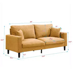Canapé 3 places en velours côtelé haute résilience de 190 cm avec 2 coussins pour salon, chambre, appartement