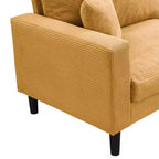 Canapé 3 places en velours côtelé haute résilience de 190 cm avec 2 coussins pour salon, chambre, appartement