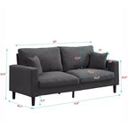 Canapé 3 places en velours côtelé haute résilience de 190 cm avec 2 coussins pour salon, chambre, appartement