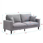 Canapé 3 places en velours côtelé haute résilience de 190 cm avec 2 coussins pour salon, chambre, appartement