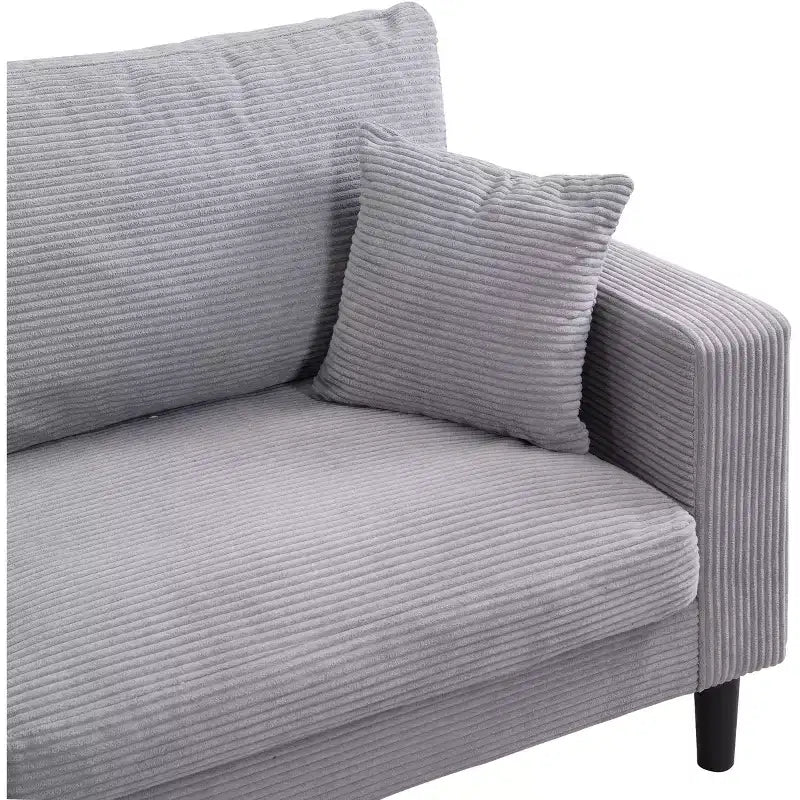 Canapé 3 places en velours côtelé haute résilience de 190 cm avec 2 coussins pour salon, chambre, appartement