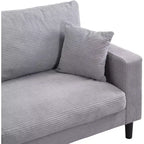 Canapé 3 places en velours côtelé haute résilience de 190 cm avec 2 coussins pour salon, chambre, appartement