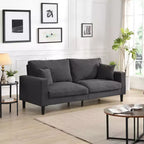 TUYOHW 74.8 Inch Corduroy High Resilience 3-Seater Sofa with 2 Throw Pillows for Living Room,Bedroom,Apartment