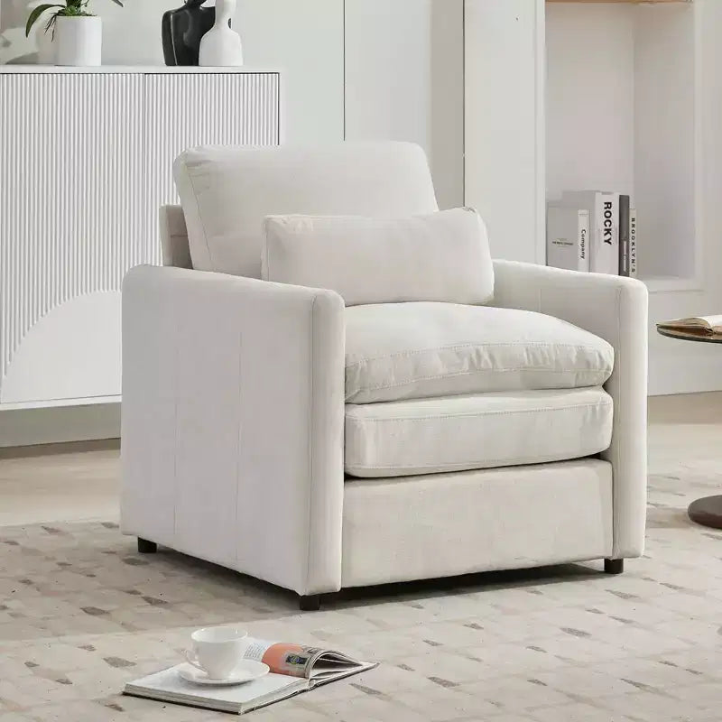31,9 € Fauteuil rembourré confortable Canapé nuage douillet surdimensionné Canapé simple à double coussin pour salon, Beige