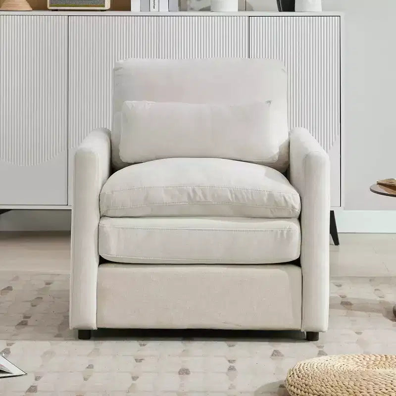31,9 € Fauteuil rembourré confortable Canapé nuage douillet surdimensionné Canapé simple à double coussin pour salon, Beige
