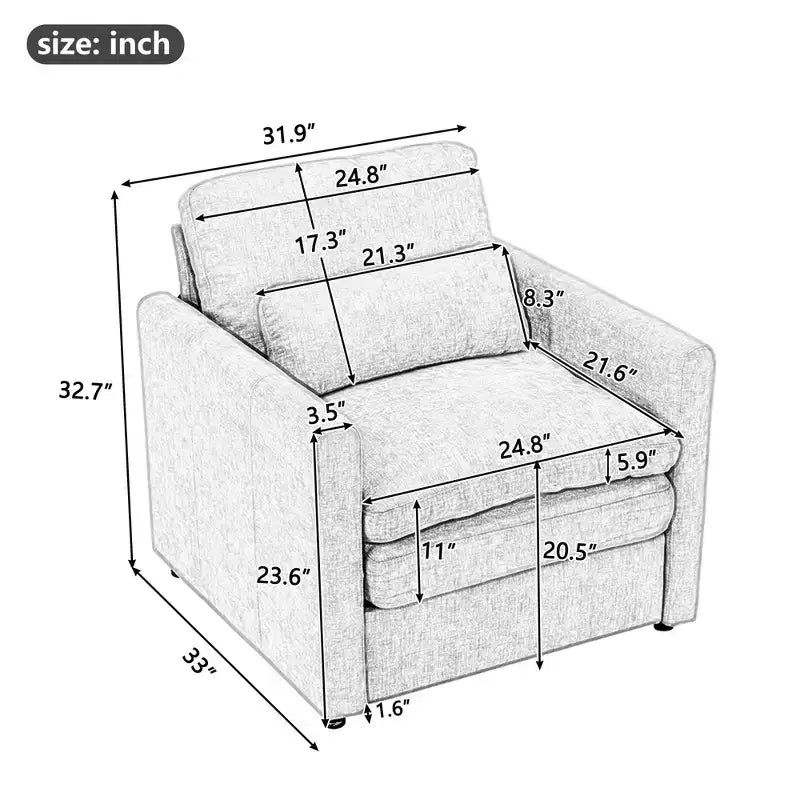 31,9 € Fauteuil rembourré confortable Canapé nuage douillet surdimensionné Canapé simple à double coussin pour salon, Beige