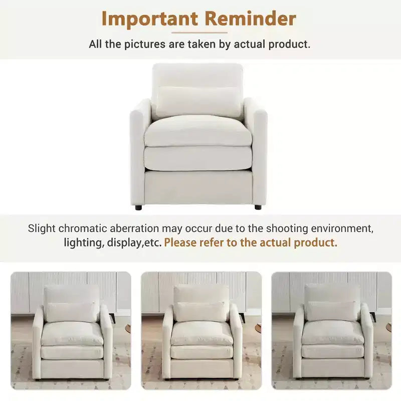 31,9 € Fauteuil rembourré confortable Canapé nuage douillet surdimensionné Canapé simple à double coussin pour salon, Beige