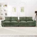 MAYEERTY 4 Seater Corduroy Sofa Couch 133 Modern Sofa with Ports Hidden Storage Arms Flip Top Cup Holders for Living Room Green