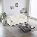 MAYEERTY Modern Loveseat Sofa Couch for Living Room Upholstered Deep 2 Seat Sofa with 4 Pillow for Living Room White Chenille