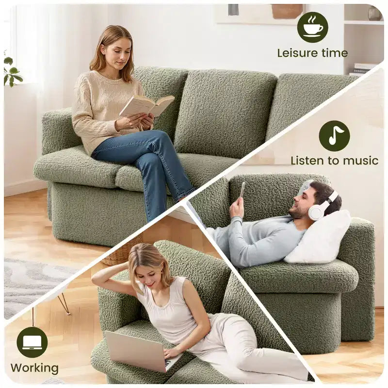 Canapé-lit pliant 3 places, Canapé avec oreillers en mousse à mémoire de forme, Matelas en mousse haute densité pour salon, Vert menthe