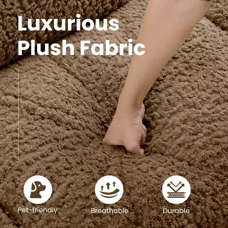 Canapé-lit pliable 3 places, canapé avec matelas à mémoire de forme et oreillers, matelas en mousse haute densité pour salon, marron