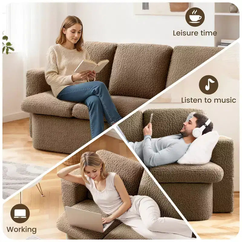 Canapé-lit pliable 3 places, canapé avec matelas à mémoire de forme et oreillers, matelas en mousse haute densité pour salon, marron