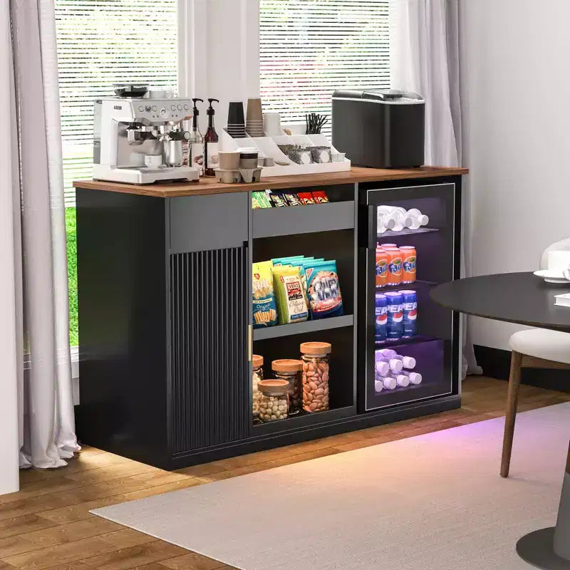 Meuble de bar à collation avec espace réfrigérateur, organiseur de collations avec rangement pour cinéma maison