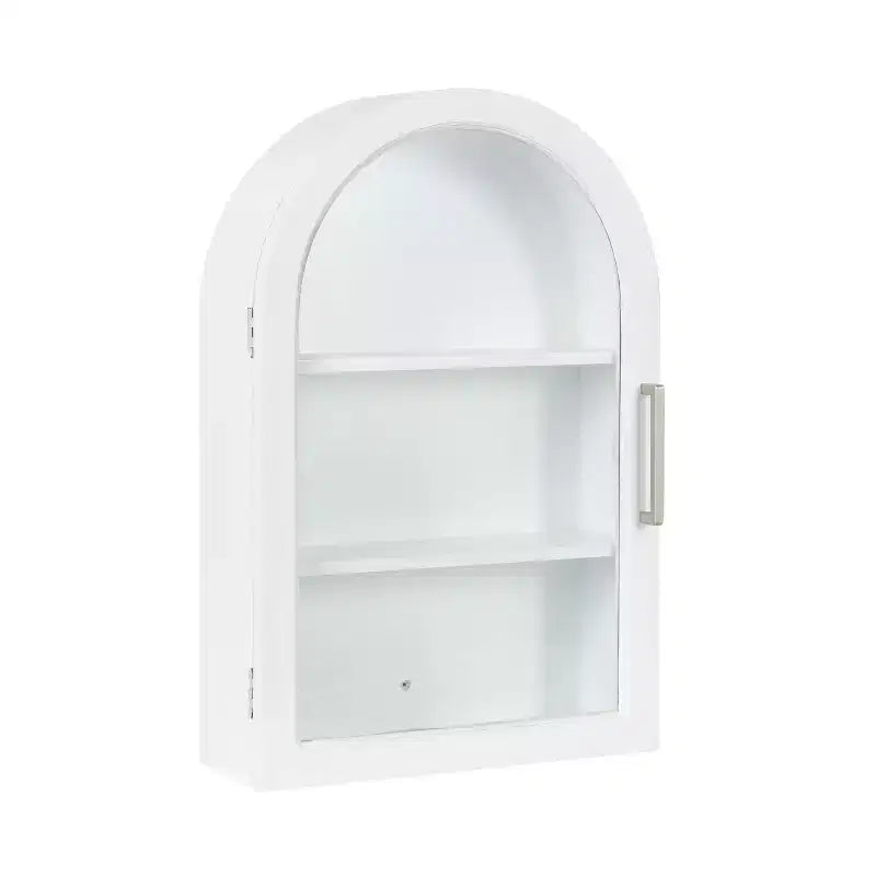 Kate and Laurel Arcott Arch Wall Cabinet, 16x7x24 White