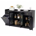 Costway 55 Large Buffet Cabinet with 2 Glass Doors, 2 Drawers, 2 Door Shelves for Kitchen Black/White