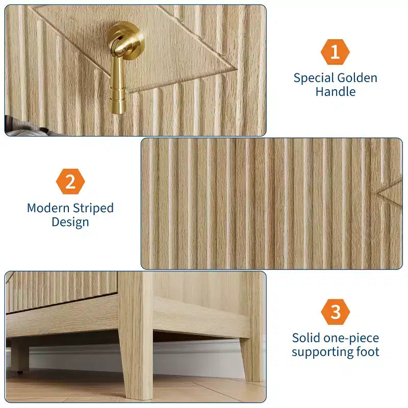 Commode moderne de 137 cm de large à 7 tiroirs avec poignées métalliques, commode en bois et meuble de rangement pour chambre, salon et entrée