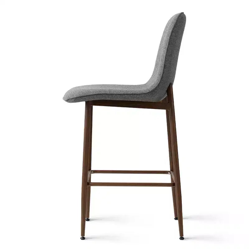 Lot de 3 tabourets de bar hauteur comptoir, tabourets d'îlot de cuisine rembourrés de 65 cm avec pieds en métal, chaises de bar à dossier incurvé pour salle à manger