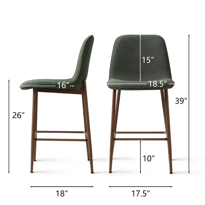 Lot de 3 tabourets de bar hauteur comptoir, tabourets d'îlot de cuisine rembourrés de 65 cm avec pieds en métal, chaises de bar à dossier incurvé pour salle à manger