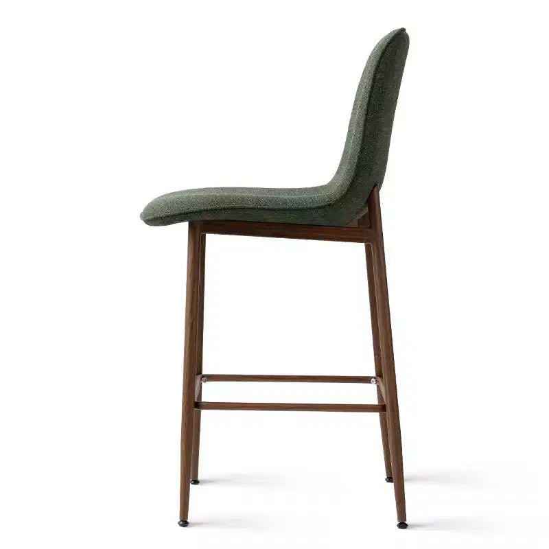 Lot de 3 tabourets de bar hauteur comptoir, tabourets d'îlot de cuisine rembourrés de 65 cm avec pieds en métal, chaises de bar à dossier incurvé pour salle à manger