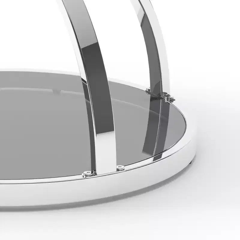 Table d'appoint moderne en verre à 2 niveaux Leda 19,69'', avec cadres en forme d'anneau